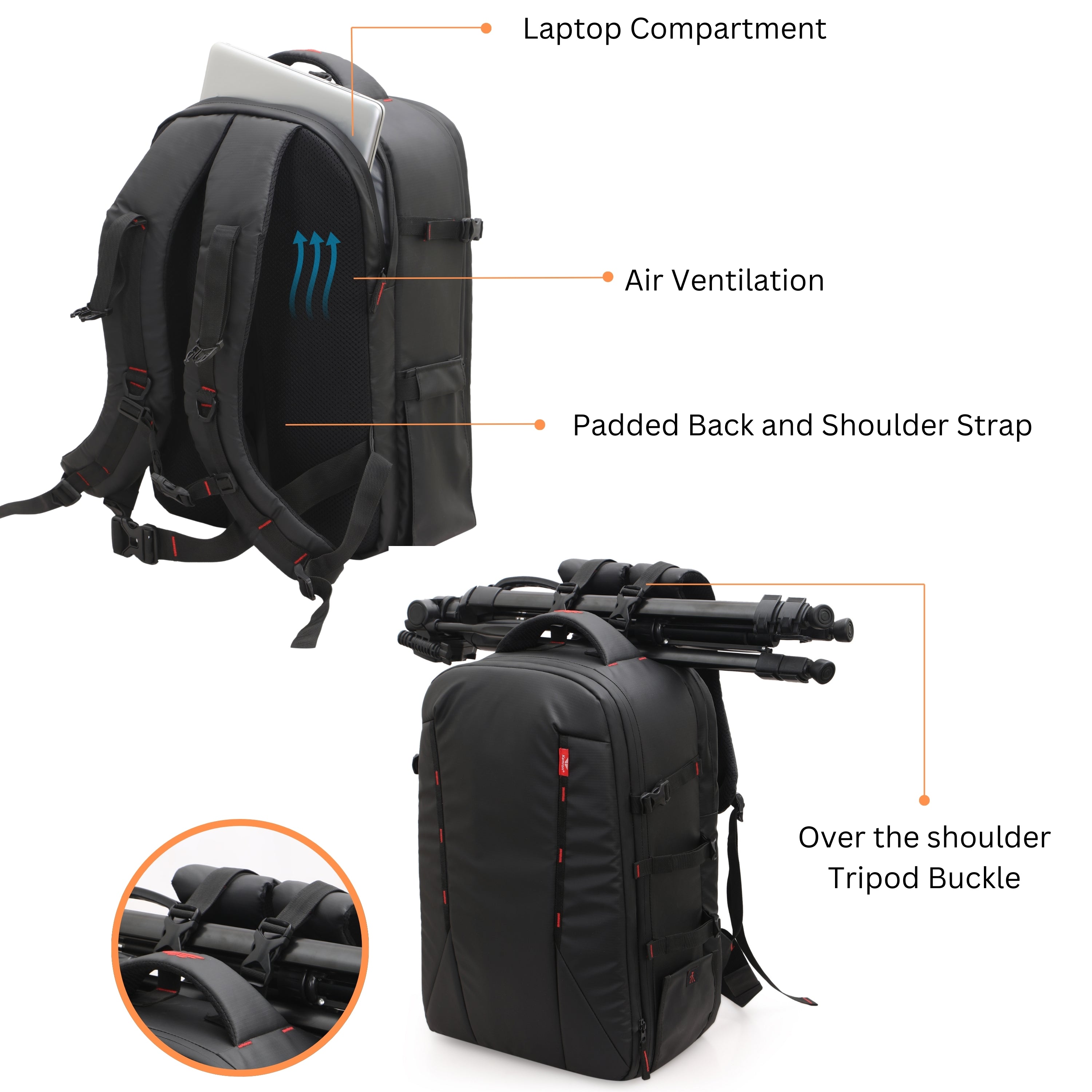Kamron Tough BP Lite Combo with Waist Pouch Waterproof DSLR Backpack Camera Backpack