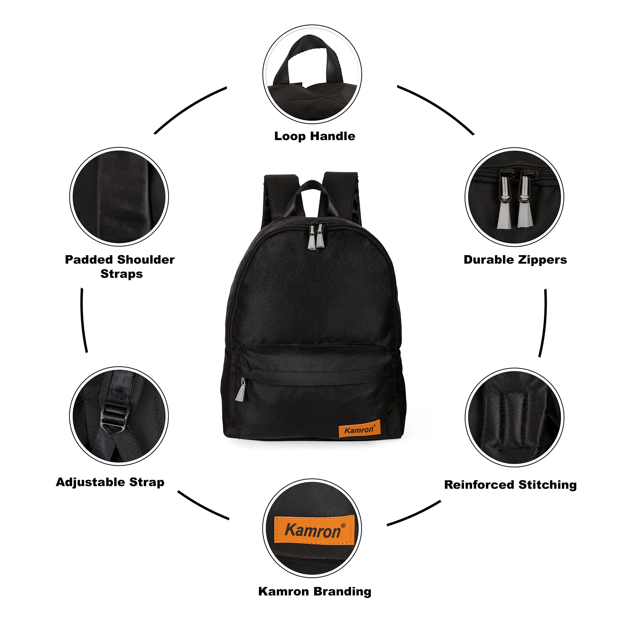 Kamron Series 1 Casual Backpack - 20 ltrs (Black)